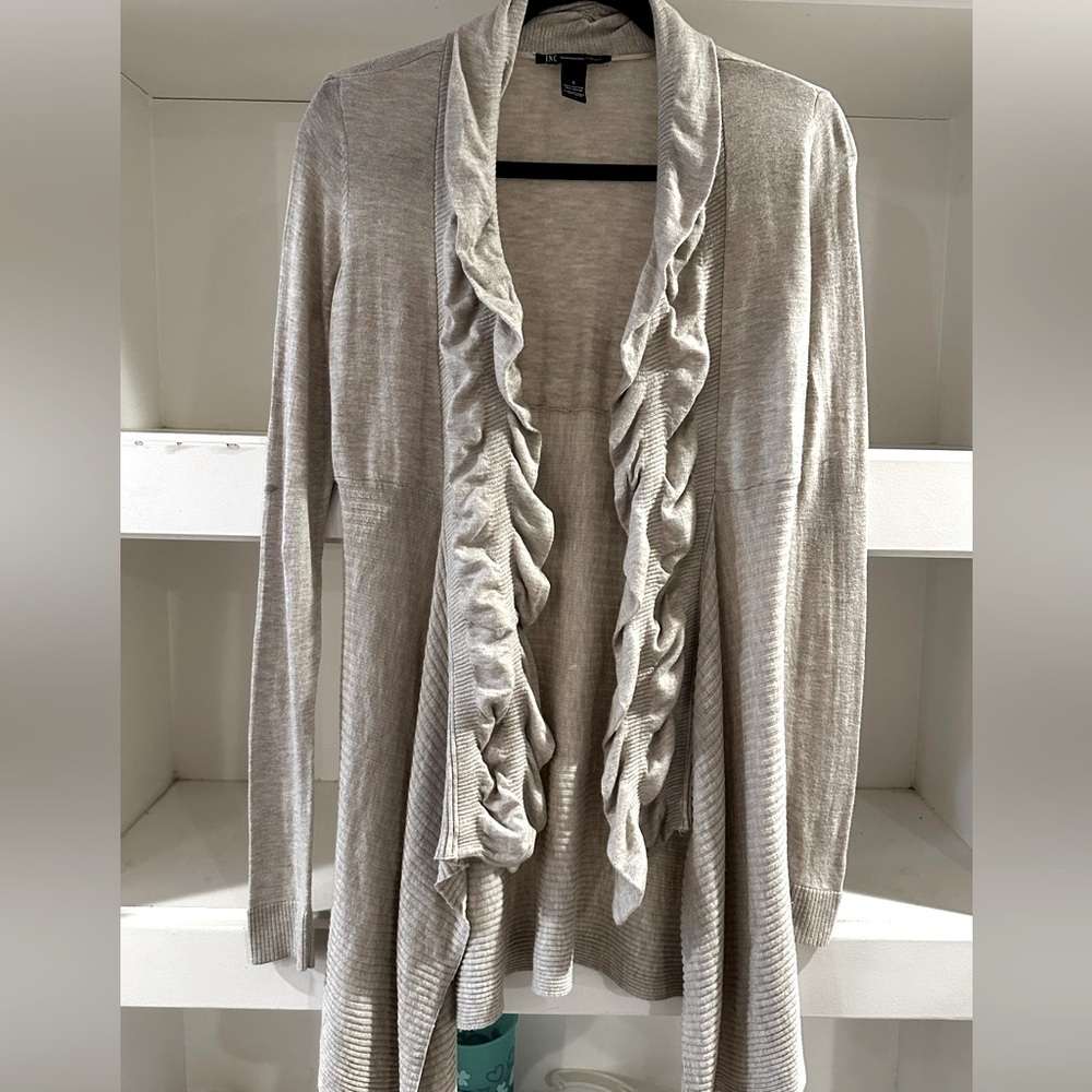 Women's Gray Ruffled Sweater